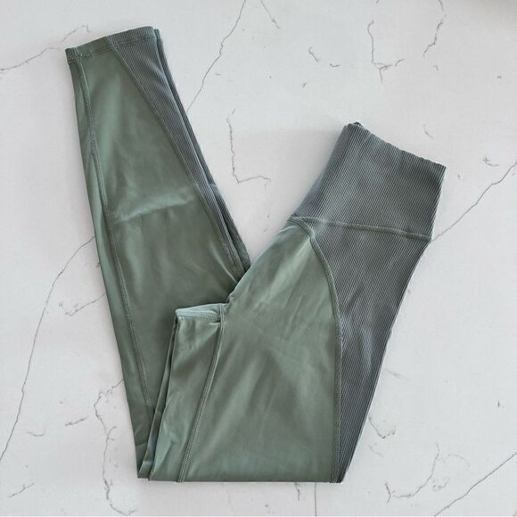 AEO Aerie High Waist Athleisure Ribbed Neutral Offline Goals 7/8 Leggings - Picture 2 of 6